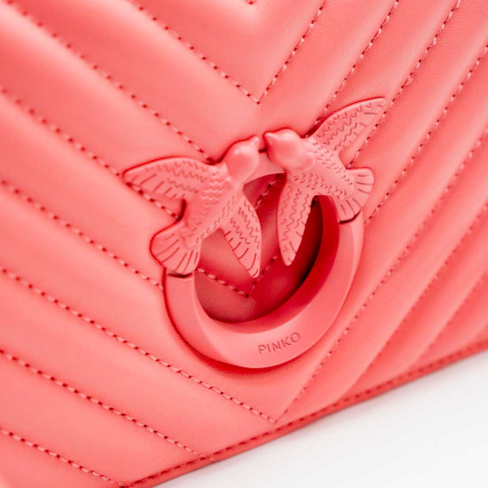 PINKO LOVE CLICK MINI MESSENGER BAG DIN PIELE NAPPA ROZ