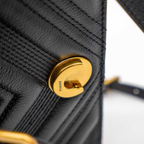 PINKO GEANTĂ LOGO MINI ICON CHEVRONNE CL - NEAGRĂ