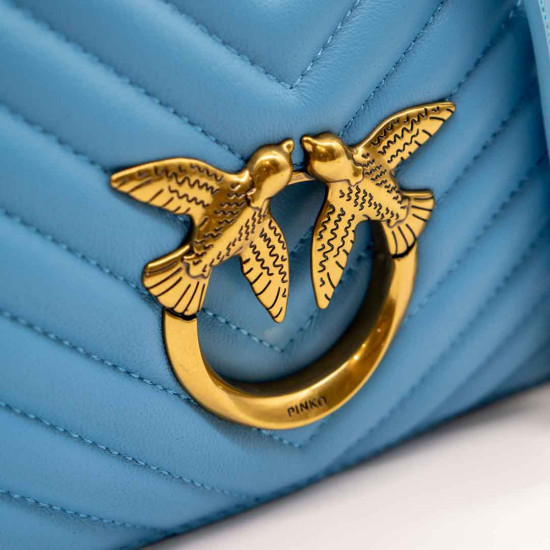 PINKO LOVE CLICK CLASSIC SHEEP NAPPA CHEVRON LIGHT BLUE