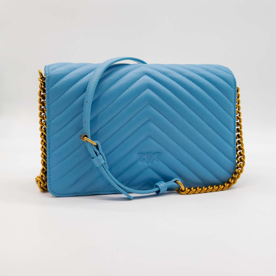 PINKO LOVE CLICK CLASSIC SHEEP NAPPA CHEVRON LIGHT BLUE