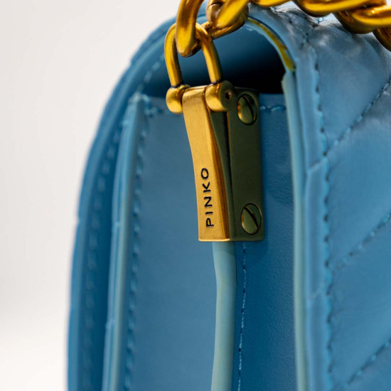 PINKO LOVE CLICK CLASSIC SHEEP NAPPA CHEVRON LIGHT BLUE