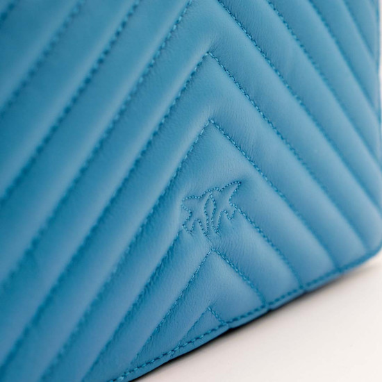 PINKO LOVE CLICK CLASSIC SHEEP NAPPA CHEVRON LIGHT BLUE
