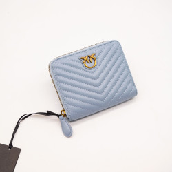 PINKO PORTOFEL TAYLOR PIELE NATURALĂ - ALBASTRU DESCHIS