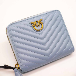 PINKO PORTOFEL TAYLOR PIELE NATURALĂ - ALBASTRU DESCHIS