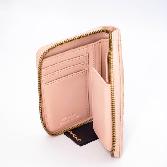 PINKO PORTOFEL TAYLOR PIELE NATURALĂ - ROZ PUDRAT