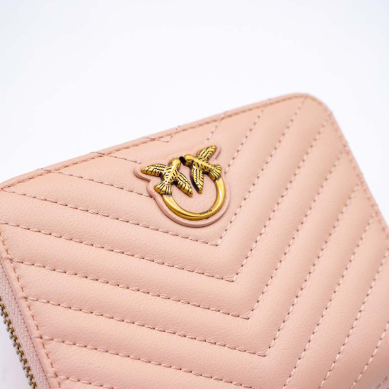 PINKO PORTOFEL TAYLOR PIELE NATURALĂ - ROZ PUDRAT