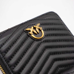 PINKO PORTOFEL TAYLOR PIELE NATURALĂ - NEGRU