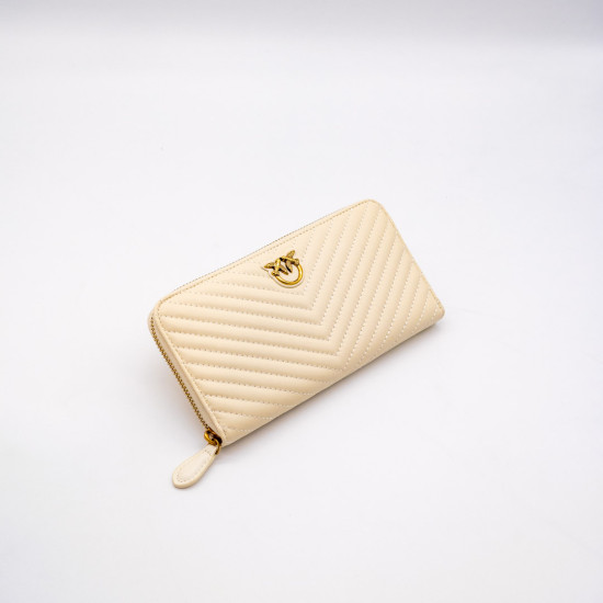 PORTOFEL PINKO RYDER ZIP AROUND L V QUIL PIELE NATURALĂ - BEIGE