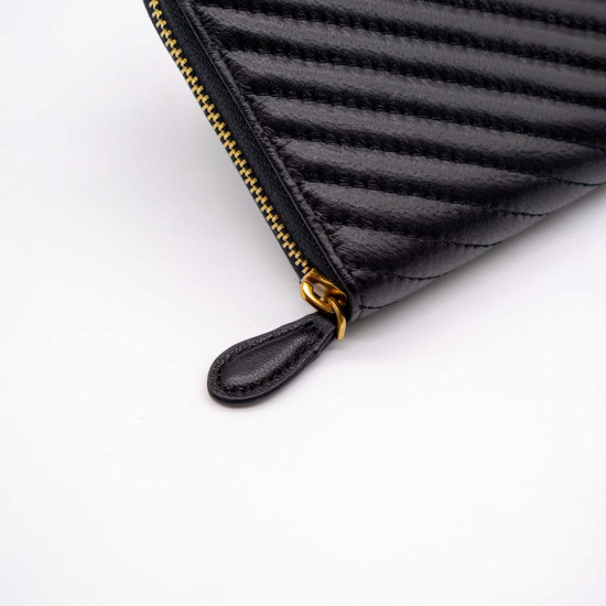 PORTOFEL PINKO RYDER ZIP AROUND L V QUIL PIELE NATURALĂ - NEGRU