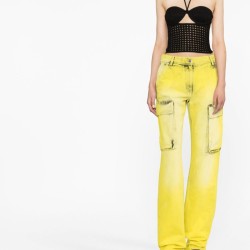 VERSACE HIGH-WAISTED DISTRESSED CARGO JEANS