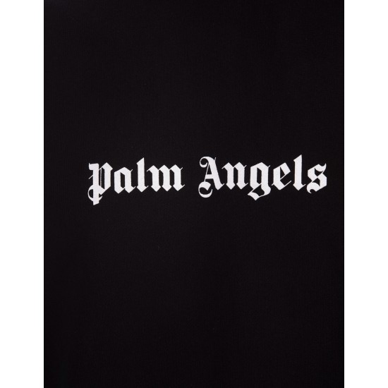 PALM ANGELS COTTON CREW-NECK SWEATSHIRT BLACK-WHITE – BLUZĂ NEAGRĂ BUMBAC CU LOGO