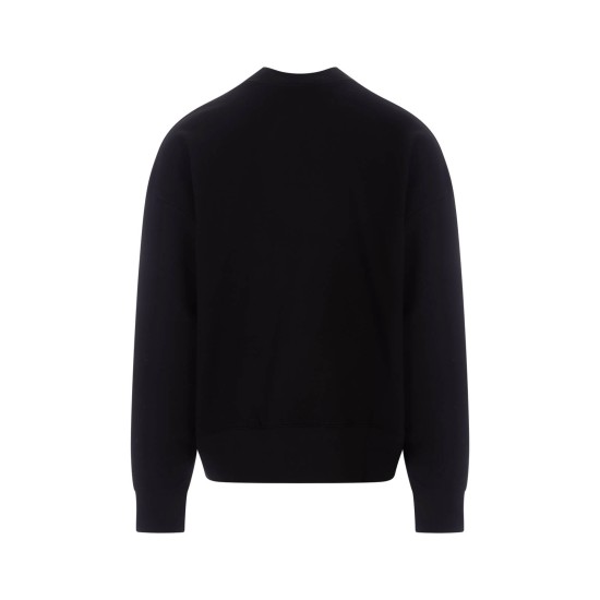 PALM ANGELS COTTON CREW-NECK SWEATSHIRT BLACK-WHITE – BLUZĂ NEAGRĂ BUMBAC CU LOGO