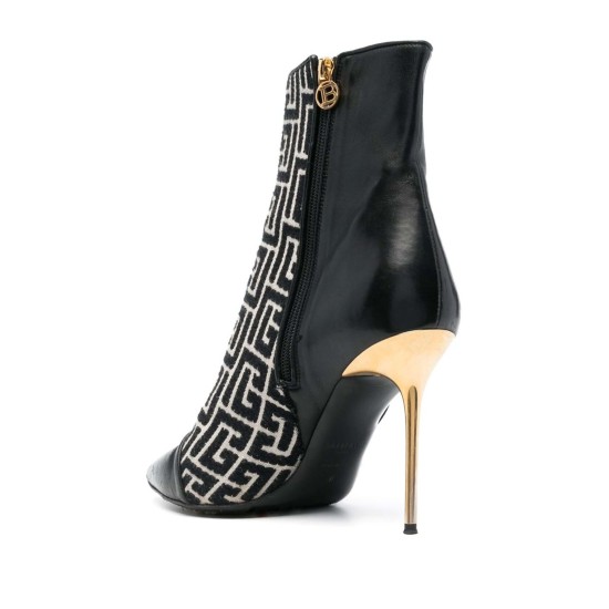 BALMAIN RONI MONOGRAM JACQUARD ANKLE BOOTS