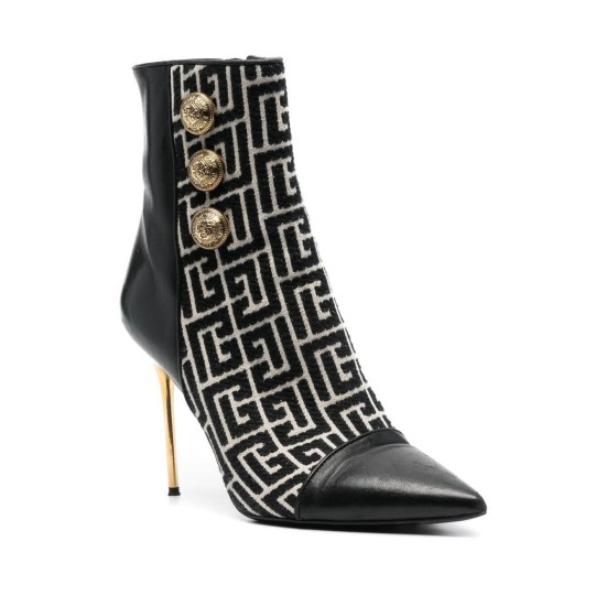 BALMAIN RONI MONOGRAM JACQUARD ANKLE BOOTS