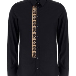 DOLCE & GABBANA- CĂMAȘĂ NEAGRĂ CU DETALIU ANIMAL PRINT