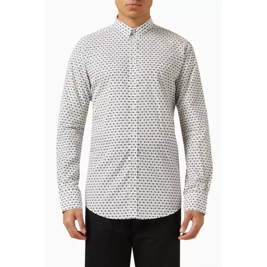 DOLCE & GABBANA ALL-OVER LOGO-PRINT SHIRT IN COTTON-POPLIN