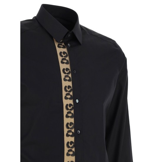 DOLCE & GABBANA- CĂMAȘĂ NEAGRĂ CU DETALIU ANIMAL PRINT