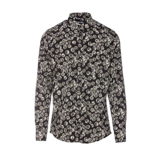 DOLCE & GABBANA COINT PRINT MARTINI SHIRT IN BLACK
