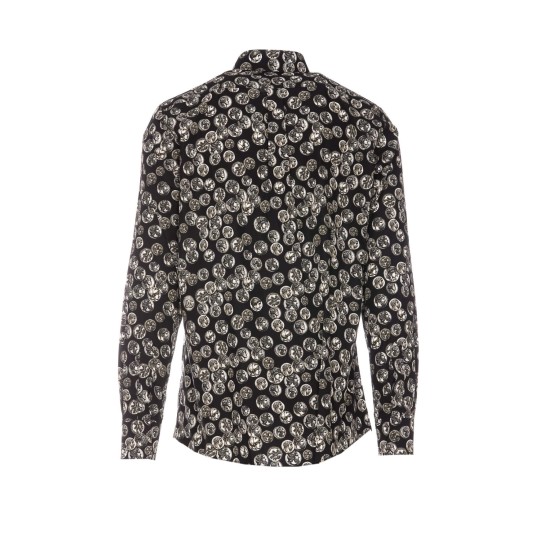 DOLCE & GABBANA COINT PRINT MARTINI SHIRT IN BLACK