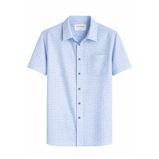 GUESS CĂMAȘĂ BĂRBAȚI BLEU CU PRINT GEOMETRIC FIN