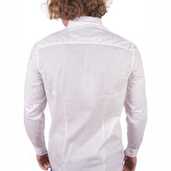 GUESS – CAMASĂ DIN BUMBAC ALBĂ SLIM FIT CU MÂNECĂ LUNGĂ