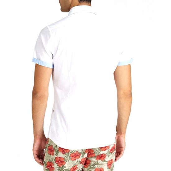 GUESS – CAMASĂ ALBĂ CU MÂNECĂ SCURTĂ, REGULAR FIT