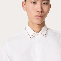 VALENTINO CAMASA BĂRBAȚI ALBĂ CU GULER CU ȚINTE – LUXURY STATEMENT SHIRT