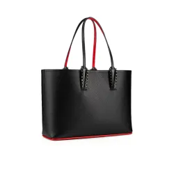 CHRISTIAN LOUBOUTIN CABATA SMALL TOTE BAG BLACK LEATHER