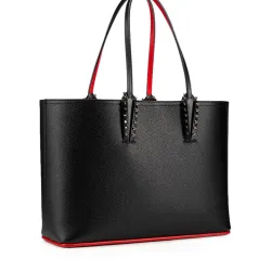 CHRISTIAN LOUBOUTIN CABATA SMALL TOTE BAG BLACK LEATHER