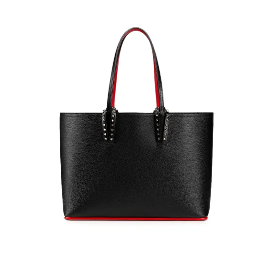 CHRISTIAN LOUBOUTIN CABATA SMALL TOTE BAG BLACK LEATHER
