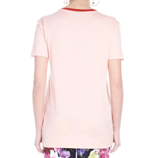 DOLCE & GABBANA WOMEN'S PRINTED COTTON JERSEY T-SHIRT PINK "84" DOLCE & GABBANA WOMEN'S PRINTED COTTON JERSEY T-SHIRT PINK "84"