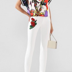 DOLCE GABBANA WOMEN'S EMBROIDERED FLOWERS GIRLY FIT