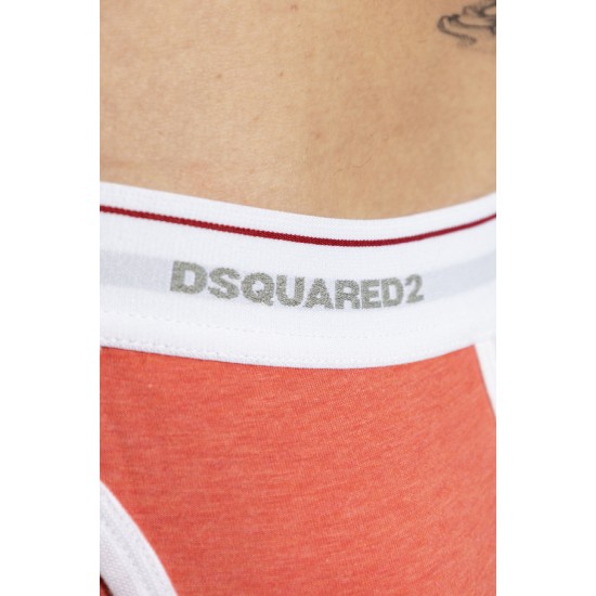 DSQUARED MEN'S BRIEF RED WITH LOGO COTTON STRETCH
