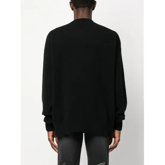 PALM ANGELS LOGO-EMBROIDERED JUMPER BLACK-PULOVER NEGRU CU LOGO BRODAT