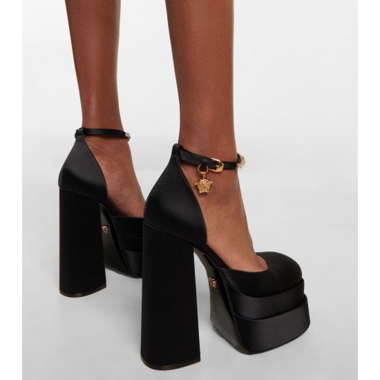 VERSACE MEDUSA AEVITAS PLATFORM PUMPS BLACK 