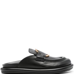 MONCLER BELL SABOȚI DAMĂ DIN PIELE NEAGRĂ CU LOGO