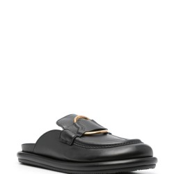 MONCLER BELL SABOȚI DAMĂ DIN PIELE NEAGRĂ CU LOGO