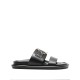 MONCLER BELL LEATHER SLIDES – SANDALE NEGRE DIN PIELE CU DETALIU METALIC MONCLER BELL LEATHER SLIDES – SANDALE NEGRE DIN PIELE CU DETALIU METALIC