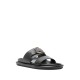 MONCLER BELL LEATHER SLIDES – SANDALE NEGRE DIN PIELE CU DETALIU METALIC MONCLER BELL LEATHER SLIDES – SANDALE NEGRE DIN PIELE CU DETALIU METALIC