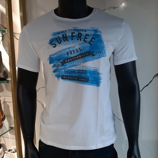 T-SHIRT GUESS "SUN FREE" WHITE