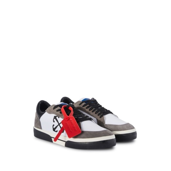 OFF-WHITE VULCANIZED LOW – SNEAKERS PIELE BĂRBAȚI WHITE/BLACK/GRAY CU DETALIU ROȘU