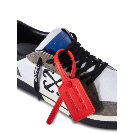OFF-WHITE VULCANIZED LOW – SNEAKERS PIELE BĂRBAȚI WHITE/BLACK/GRAY CU DETALIU ROȘU