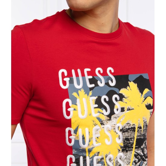 GUESS – TRICOU ROȘU CAMUSPACE CU IMPRIMEU GRAFIC