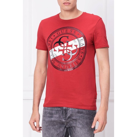 GUESS – TRICOU ROȘU G-STAMP CU LOGO IMPRIMAT