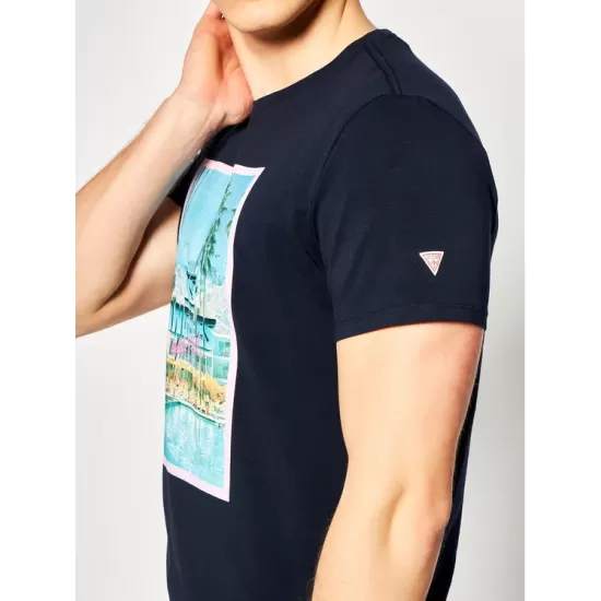 GUESS- TRICOU POOL PARTY TEE BLEUMARIN SLIM FIT