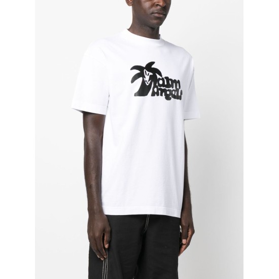 PALM ANGELS HUNTER T-SHIRT WHITE-BLACK – TRICOU BUMBAC ALB CU LOGO