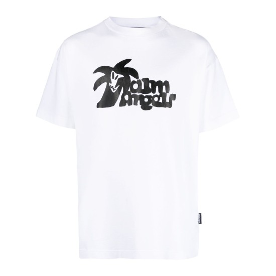 PALM ANGELS HUNTER T-SHIRT WHITE-BLACK – TRICOU BUMBAC ALB CU LOGO