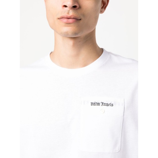 PALM ANGELS TRICOU ALB CU BANDĂ LOGO