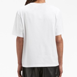 PALM ANGELS LOGO PRINTED CREWNECK T-SHIRT – TRICOU ALB BUMBAC CU LOGO