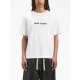 PALM ANGELS LOGO PRINTED CREWNECK T-SHIRT – TRICOU ALB BUMBAC CU LOGO